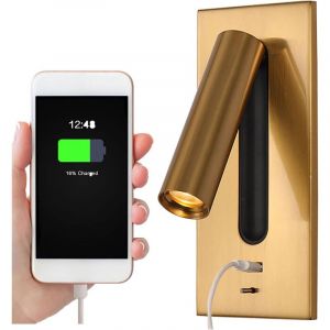 Liseuse Lampe Led Tete De Lit Cach&eacute; Interrupteur Lampe De Chevet, USB Encastr&eacute; Lampe De Chevet Murale Applique Liseuse,Orientable &Agrave; 350 &deg; 90 &deg;