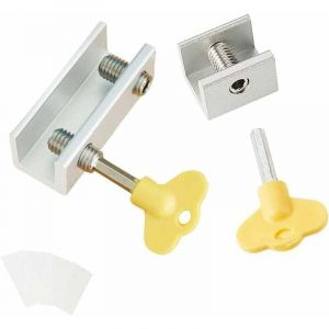 Loquet de baie coulissante, 2 PCS Serrure de fen&ecirc;tre coulissante en alliage d'aluminium anti-d&eacute;rapant Serrure de fen&ecirc;tre de s&eacute;curit&eacute; avec bloc de