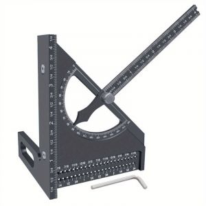 Règle triangulaire semi - circulaire en alliage d'aluminium pour menuiserie, réglable en 3D, avec repérage rapide à 180 degrés, incluant un rapporteur