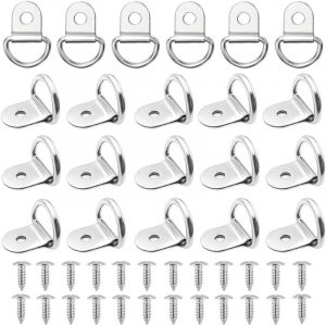 20 Pi&egrave;ces Anneaux d'Arrimage en D Anneau Arrimage INOX 304 Anneau Arrimage Remorque Anneau Ancrag Anneau Crochet de Montage d'arrimage Anneaux