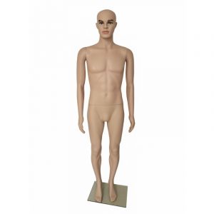 Mannequin Relaxdays masculin, 185 cm, t&ecirc;te et bras mobiles, mannequin de couture avec support en verre, beige