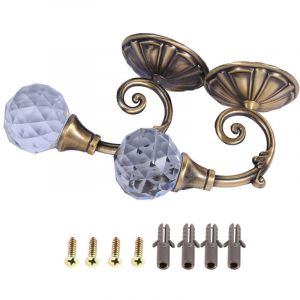 2x m&eacute;tal cristal verre rideau retenue mur fen&ecirc;tre draperie embrasse crochets cintre bronze fonc&eacute;