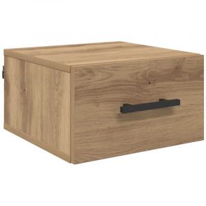 Cabinet de chevet，Table de chevet，Table de nuit Montage mural ch&ecirc;ne artisanal 35 x 35 x 20 cm CFW143158