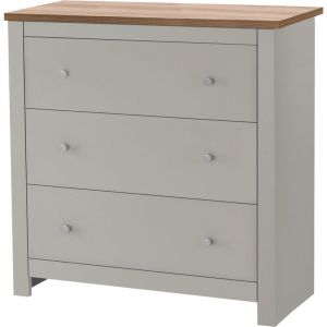Commode avec 3 tiroirs en effet chêne crème - Emerald