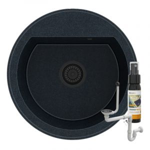 Évier Rond En Granit Arno Gold Siphon Black