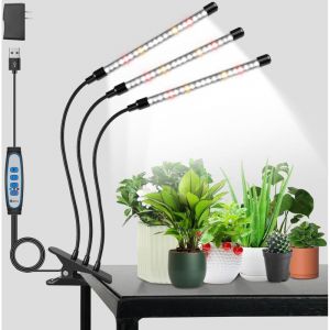 APEX Lampes horticoles pour plantes d'int&eacute;rieur, LED &agrave; spectre complet, blanches, avec minuterie marche/arr&ecirc;t automatique (3/9/12 h).