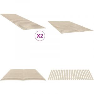 Sommiers à lattes avec 48 lattes 2 pcs 70x200 cm - Lit Plateforme - Sommier À Lattes - Bois De Peuplier - Lit Pliable - Cadre De Lit - Home & Living