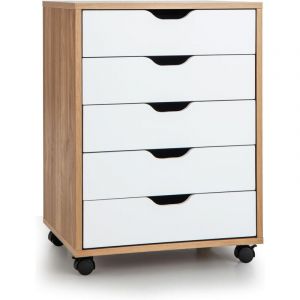 Goplus - Caisson de Bureau à roulettes avec 5 Tiroirs, Armoire de Rangement pour dossiers, Documents, papiers, Meuble de Rangement pour Salon Cuisine