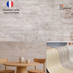 Panneau mural souple effet travertin beige en pierre naturelle &ndash; DECOPINE &ndash; 60x120 cm &ndash; Lot de 4 &ndash; 3,12 m&sup2;