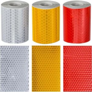 3 Rouleau Ruban R&eacute;fl&eacute;chissant Adh&eacute;sif 3m x 50 mm Bande Autocollants Reflechissante R&eacute;flecteur de Rayon de V&eacute;lo Catadioptre pour V&eacute;hicules Voitures