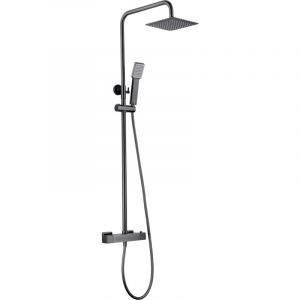 Ensemble colonne de douche - Barre de douche thermostatique extensible en acier inoxydable avec douchette et poign&eacute;e de douche de Black Gun Metal