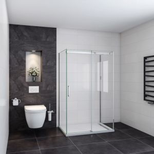 Ocean Sanitaire - Oc&eacute;an cabine de douche 140x90x90cm Hauteur 195cm en verre 8mm tremp&eacute;,avec 1 porte de douche coulissante 100cm et 2 paroi lat&eacute;rales