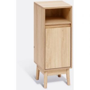 Meuble bas SDB, 1 porte coloris effet bois clair - Longueur 30 x largeur 30 x Hauteur 80 cm