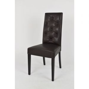 Tommychairs - Set 4 chaises chantal pour cuisine et salle à manger, structure en bois de hêtre peindré en wengé, assise et dossier rembourrés et