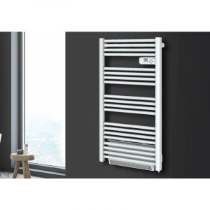 Carrera - jamais utilise] Radiateur sèche-serviette 750W + soufflerie 1000W (1750W) - Tubes ronds - Blanc