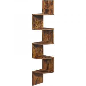 Wyctin - Hofuton Étagère d'angle à 5 Niveaux, Étagère en Forme Zigzag, Étagère Murale Bois pour Chambre, Salon, Bureau, Cuisine, Rétro