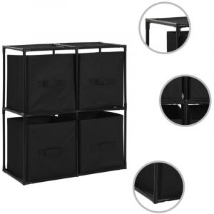 Maisonchic - Armoire de rangement, Commode, Meuble de rangement avec 4 paniers tissu noir 63x30x71cm acier sbc3613 design in