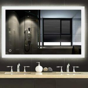 Oobest - Aqrau Miroir de Salle de Bain 90x70cm, Miroir Mural led, Miroir de courtoisie Mural,Anti-buée, Capteur Tactile
