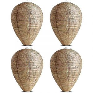 CHOYCLIT 4 pièces leurre de nid de guêpe suspendu faux piège leurre en papier non toxique dissuasion efficace frelons d'abeilles faux nid pour la