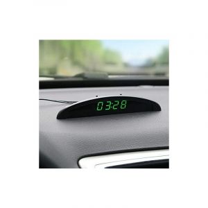 Horloge de temp&eacute;rature de voiture, tension de thermom&egrave;tre d'horloge num&eacute;rique universelle de tableau de bord automatique avec &eacute;cran lcd pour
