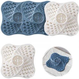 4 Pi&egrave;ces Attrape Cheveux Douche, Sattrape Cheveux Douche en Silicone, Square Attrape Cheveux Baignoire, Reusable, pour Shower Rooms, Toilets,