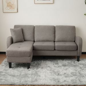 Tanant - Canapé d'angle en l avec méridienne - Canapé 3 places, tissu en coton et lin respirant, pieds en plastique, design modulaire, Convient aux