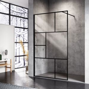 SONNI 8mm Walk in Paroi de douche Paroi de douche noire NANO verre véritable 120x200cm