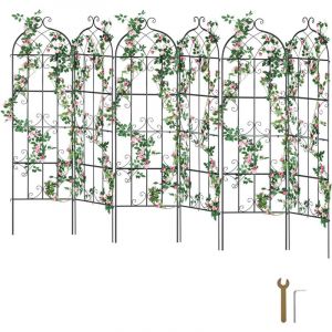 Mophorn - Lot de 6 treillis de jardin 71 x 20 po en métal pour fleurs, treillis pour rosiers grimpants d'extérieur, support pour clématites pour