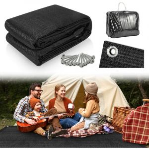 Wolketon Tapis de tente respirant 400x600CM, tapis de sol camping ext&eacute;rieur pour auvent et caravane Noir