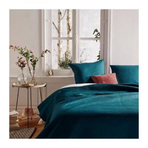 Dessus de Lit & 2 Taies "Dolce" 240x260cm Bleu Canard