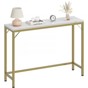 Hoerfuriy - Table Console Table d'Appoint Bout de Canapé Table d'Entrée Effet Marbre Cadre,100x23x80CM,Blanc et Doré