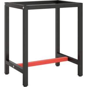 Torana - Cadre de banc de travail Noir et rouge mat 70x50x79 cm Métal