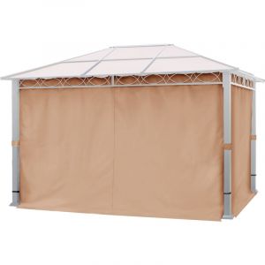 Rideaux (set de 4 toiles) pour tonnelle de jardin Toolport Paradise Deluxe, 3x4 m, cappuccino