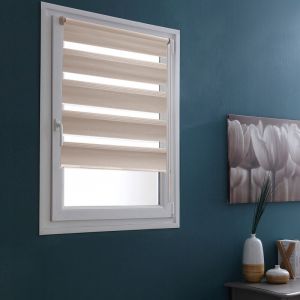 Madecostore - Store enrouleur jour nuit chaînette coordonnée h250cm - Taupe - L109 x H250cm
