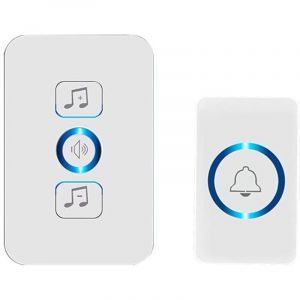 Sonnette Sans Fil Kit De Carillon De Porte Sans Fil Mural R&eacute;sistant Aux Intemp&eacute;ries Avec Indicateur LED De 150 M Et 32 M&eacute;lodies Avec 1 R&eacute;cepteurs4