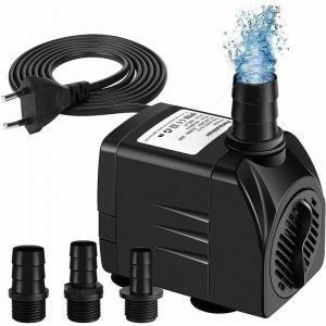 Forehill - Pompe Eau Submersible, 65w 3000l / h Mini Pompe Aquarium,Ajustable Pompe Fontaine Pour Étang Fontaine Réservoir De Poissons Avec 3 Buses,