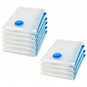 Lot de 10 sacs de rangement sous vide pour aspirateur, housse de rangement sous vide pour v&ecirc;tements, couette, literie, oreillers，50x70cm