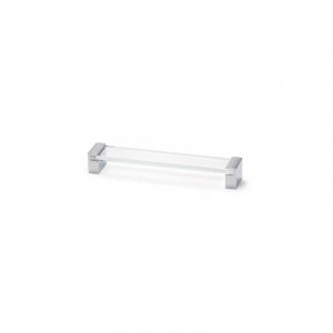 Poign&eacute;e de meuble zamak et plastique transparent entraxe 320 mm, GLASS