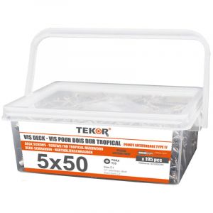 Seau de 195 Vis DECK 5X50 Pointe antifendage type 17 Inox C1 AISI 410 Tête fraisée TF TORX T25-1 pièce