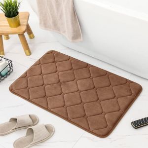 BEBUSINGOTO Grand tapis de bain absorbant 100 % coton polyester pour baignoire, cuisine, salle de bain (marron, 40 x 60 cm)