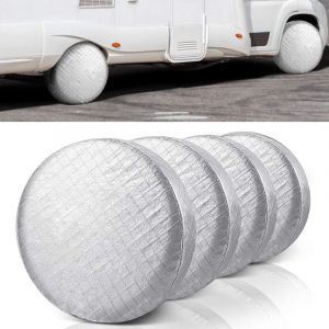 Sollbry - Lot de 4 Housses de Pneu imperméables à l'eau et à la poussière en Aluminium Anti-UV avec Crochets pour Voiture, Camping-Car, suv, Camion,