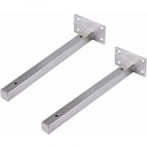 2PCS 25cm Supports &Eacute;tag&egrave;re Flottants, XU, Equerre Industrielle Etagere Murale Fixation Invisible Vintage Metallique Bricolage Argent avec Vis,Charge