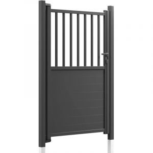 Portillon aluminium semi ajour&eacute; Haut 120 x Larg 100 cm Gris 7016 Vendu avec 2 poteaux