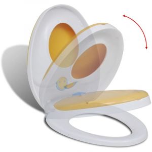 Maison Chic - Abattant wc Siège de Toilette à fermeture en douceur Blanc et jaune 48103