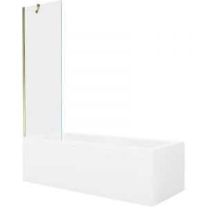 Mexen - Cubik baignoire rectangulaire 170 x 70 cm avec habillage et paroi 1 volet 60 cm, transparent, doré - 550317070X9506000050
