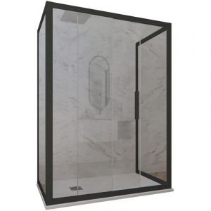 Forte - Parois douche 3 côtés 90x120 coulisse Noir Matt Deco Trio
