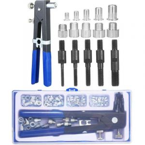 86PCS Kit d'outils pour écrous à rivets Set d'écrous à rivets aveugles Clé à riveter à main Outil d'insertion fileté Pistolet à écrous à rivets avec