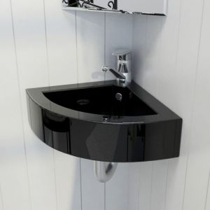 Maison Chic - Lavabo avec trou de trop-plein Vasque &agrave; poser - Lavabo Lave-mains - &Eacute;vier 45x32x12,5 cm Noir Chic-680509