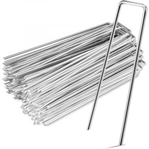 Lot de 100 Piquets de Fixation - 15 cm x 3 cm - ø 3 mm - Acier Galvanisé-Sardine Piquet Terre Tente Jardin