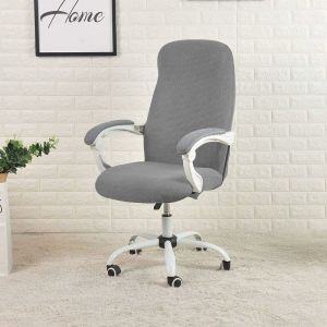 Chaise de bureau housse de bureau résistant à l'eau gris extensible Jacquard housse de chaise d'ordinateur pour accoudoir chaises m